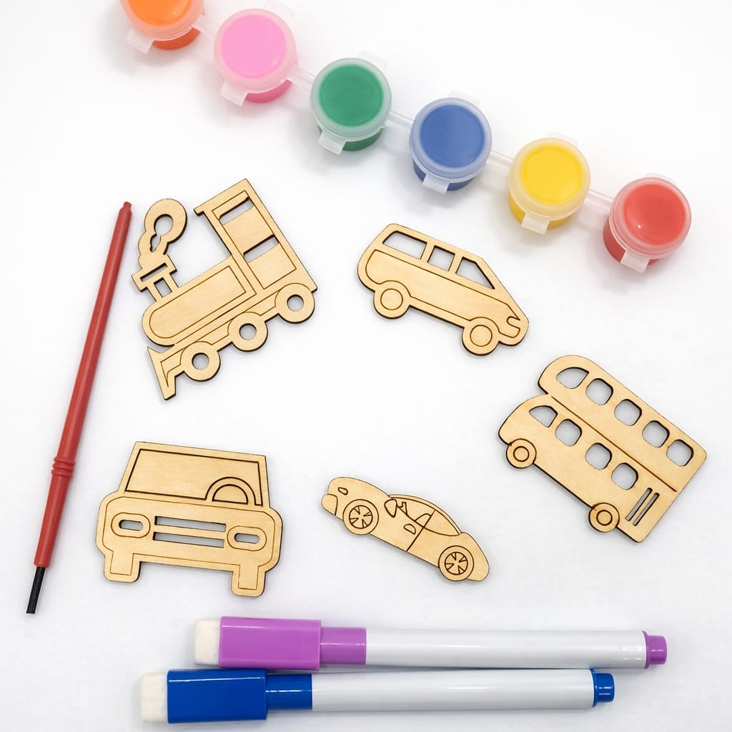 Kids Mini Wooden Transport Painting Kit