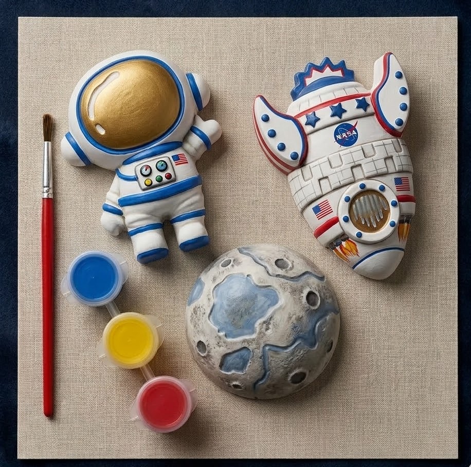 Kids Ceramic Space Painting Kit - Montessori-inspired educational toy for kids